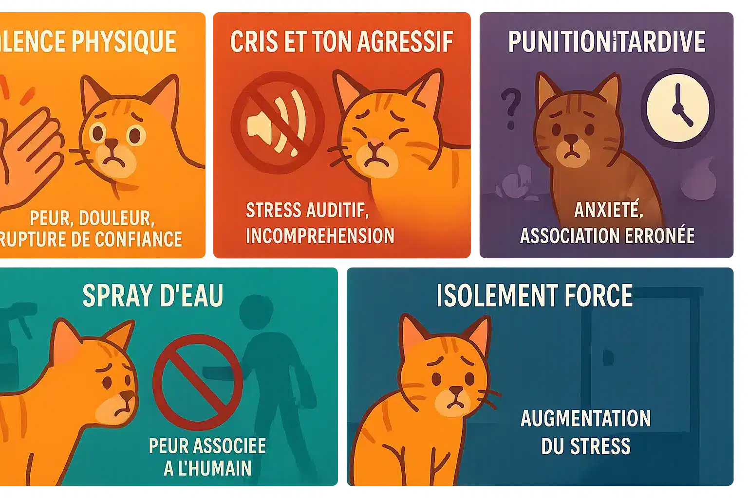 Chat stressé par des méthodes punitives