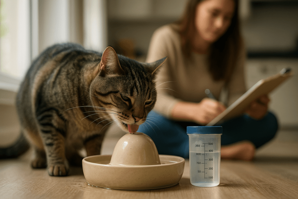 Chat qui boit beaucoup