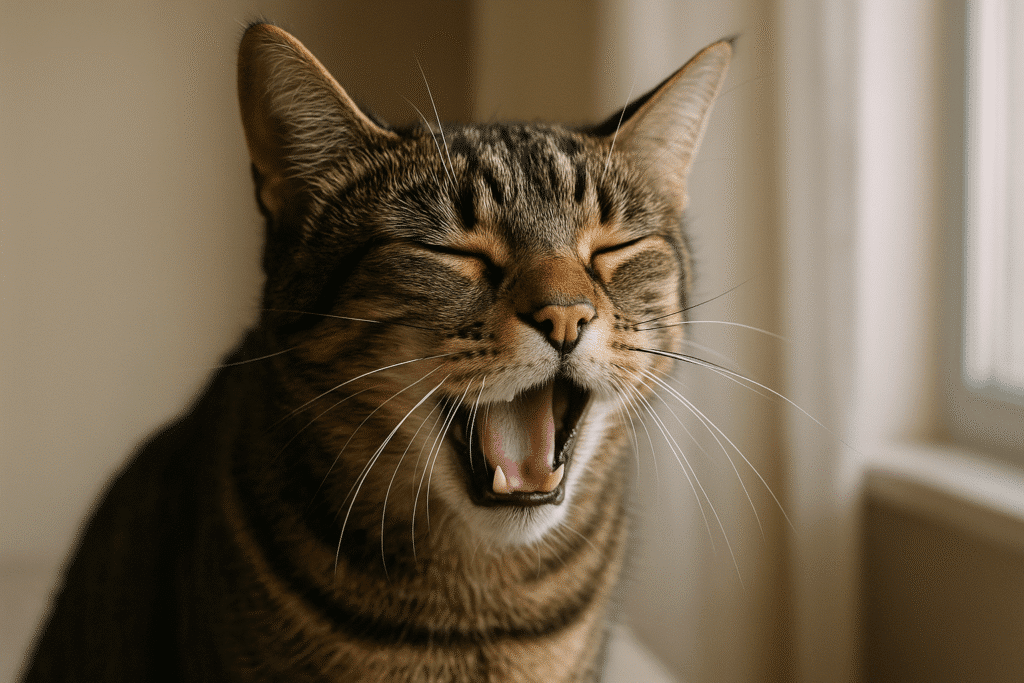 Chat qui éternue