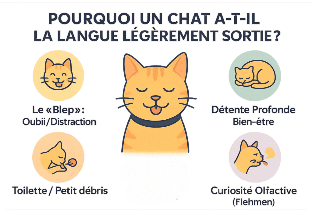 Pourquoi un chat tire la langue