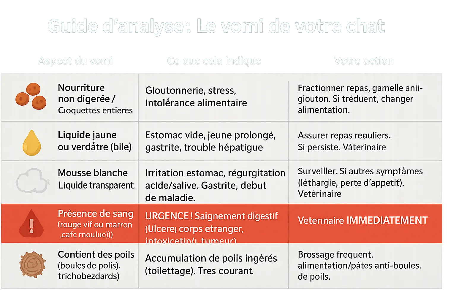 Vomi de chat - Analyse visuelle