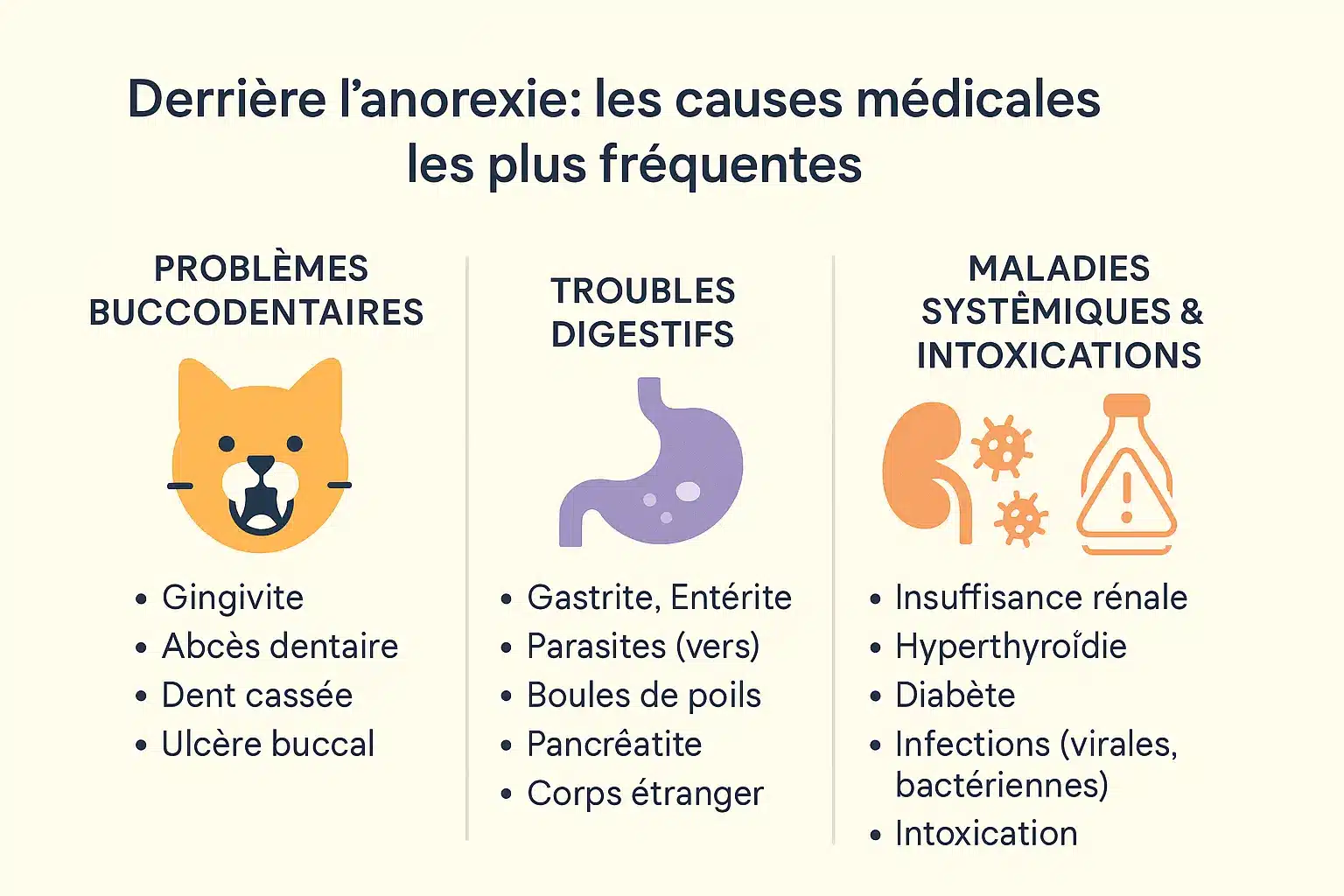 Causes médicales de l'anorexie chez le chat