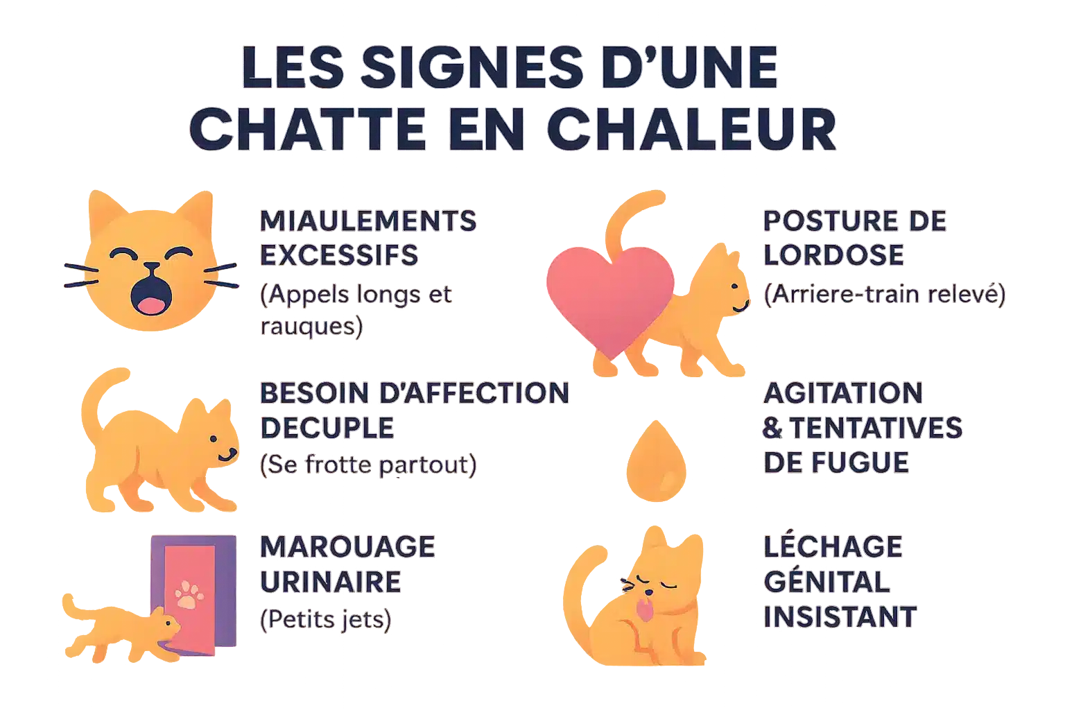 Chatte en chaleur montrant des signes de comportement inhabituel