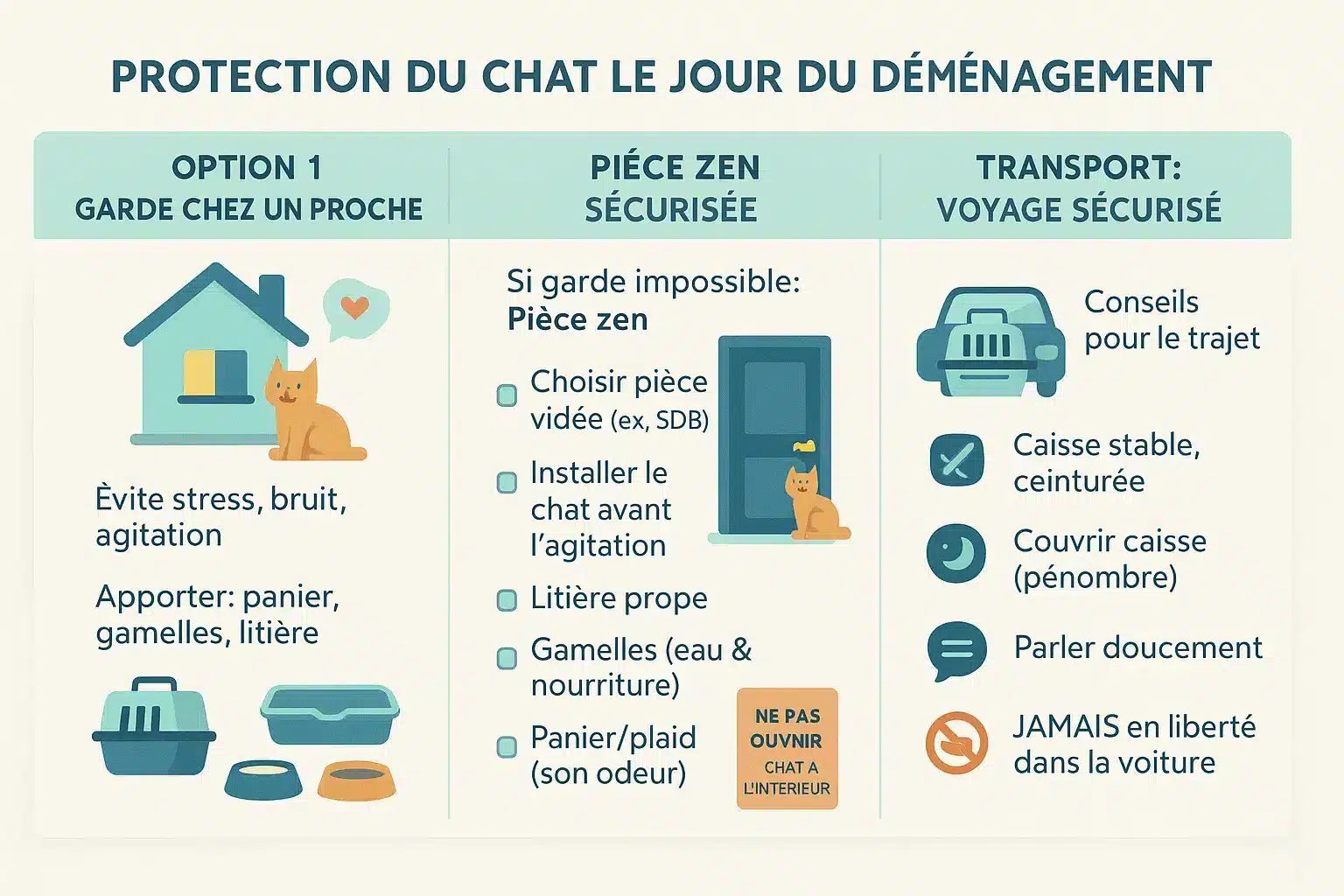 Chat dans une caisse de transport calme pendant un déménagement