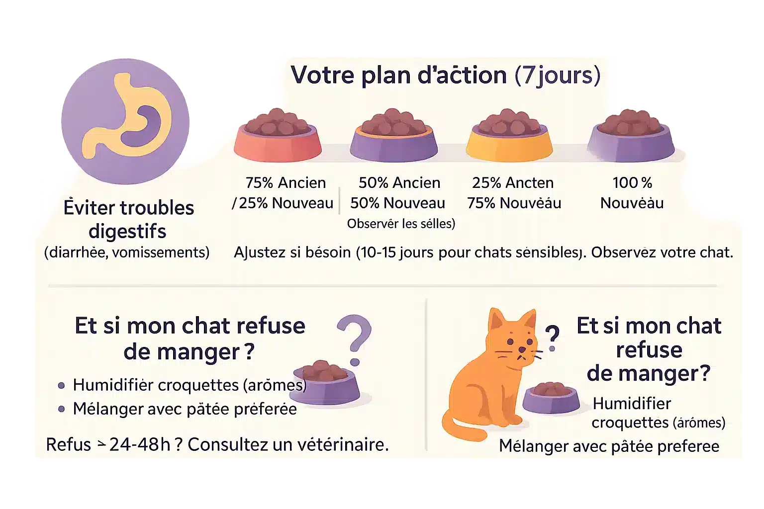 Chat mangeant des croquettes sans céréales