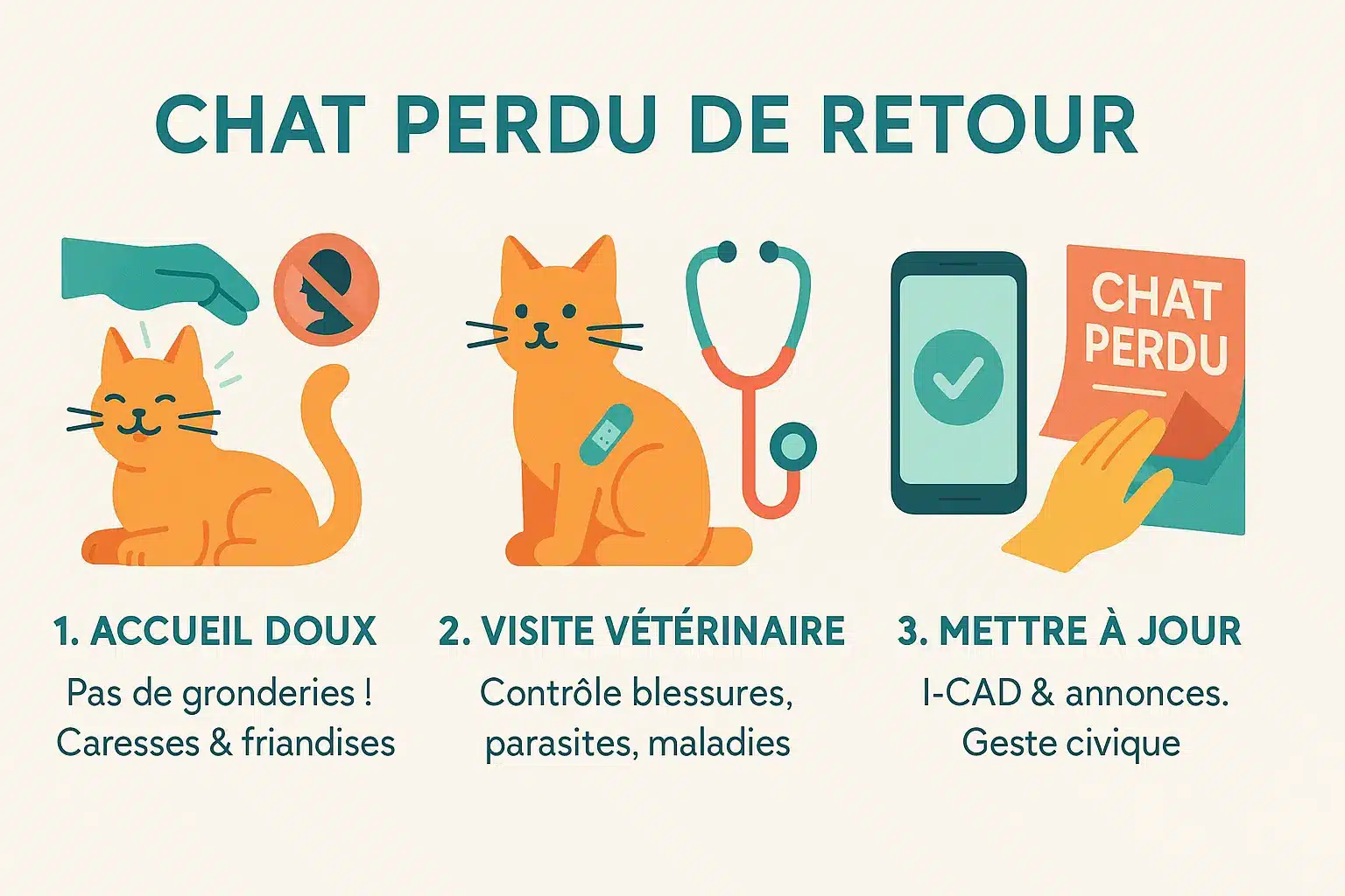 Chat retrouvé - Guide de réintégration en 3 étapes
