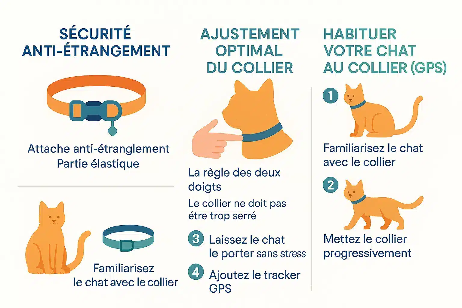 Chat portant un collier GPS sécurisé et confortable