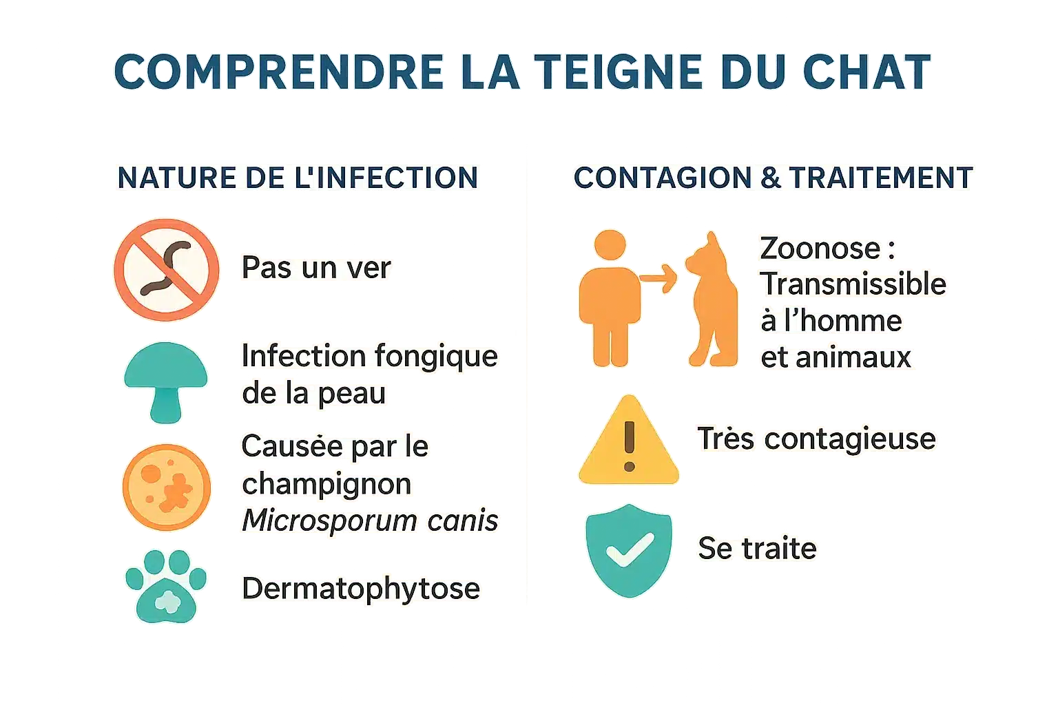 Illustration de la teigne chez le chat