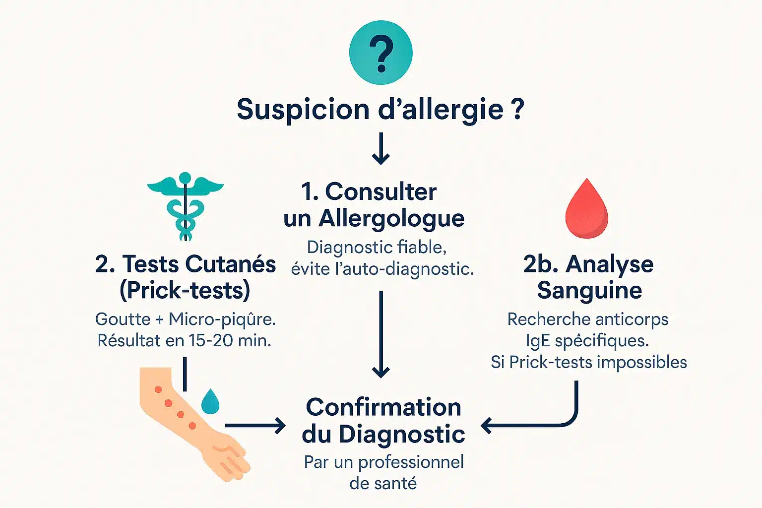 Illustration du diagnostic d'allergie étape par étape