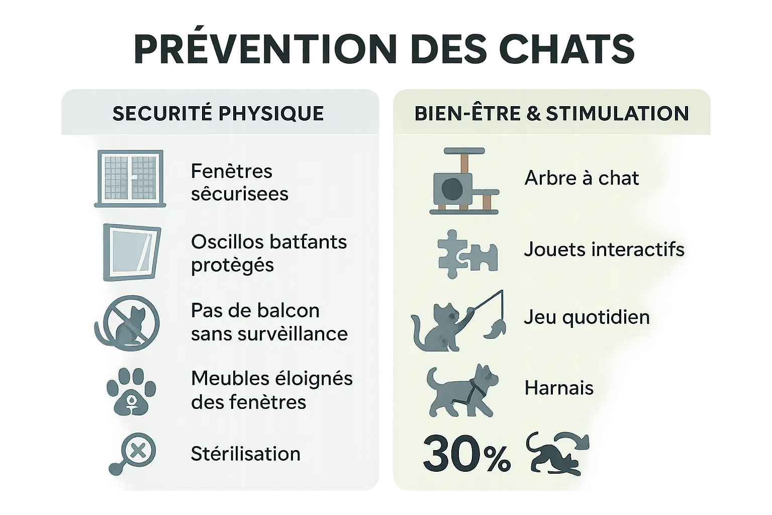 Prévention des chutes chez les chats