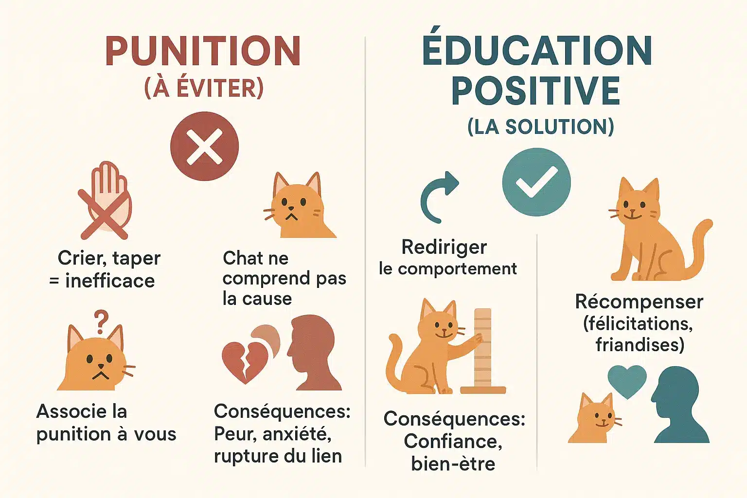 Chat stressé vs chat apaisé par l'<strong>éducation positive</strong>