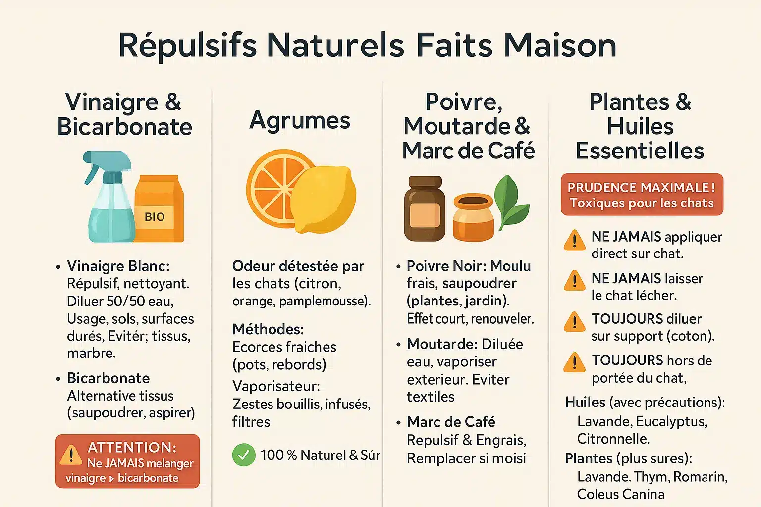 Répulsifs naturels faits maison pour chats