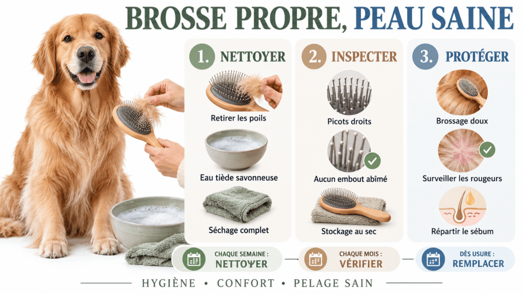 Brosse propre, peau saine